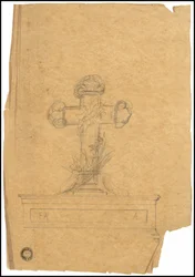 Skizze eines Grabmals für die Familie Karakehia auf dem Friedhof Père Lachaise in Paris